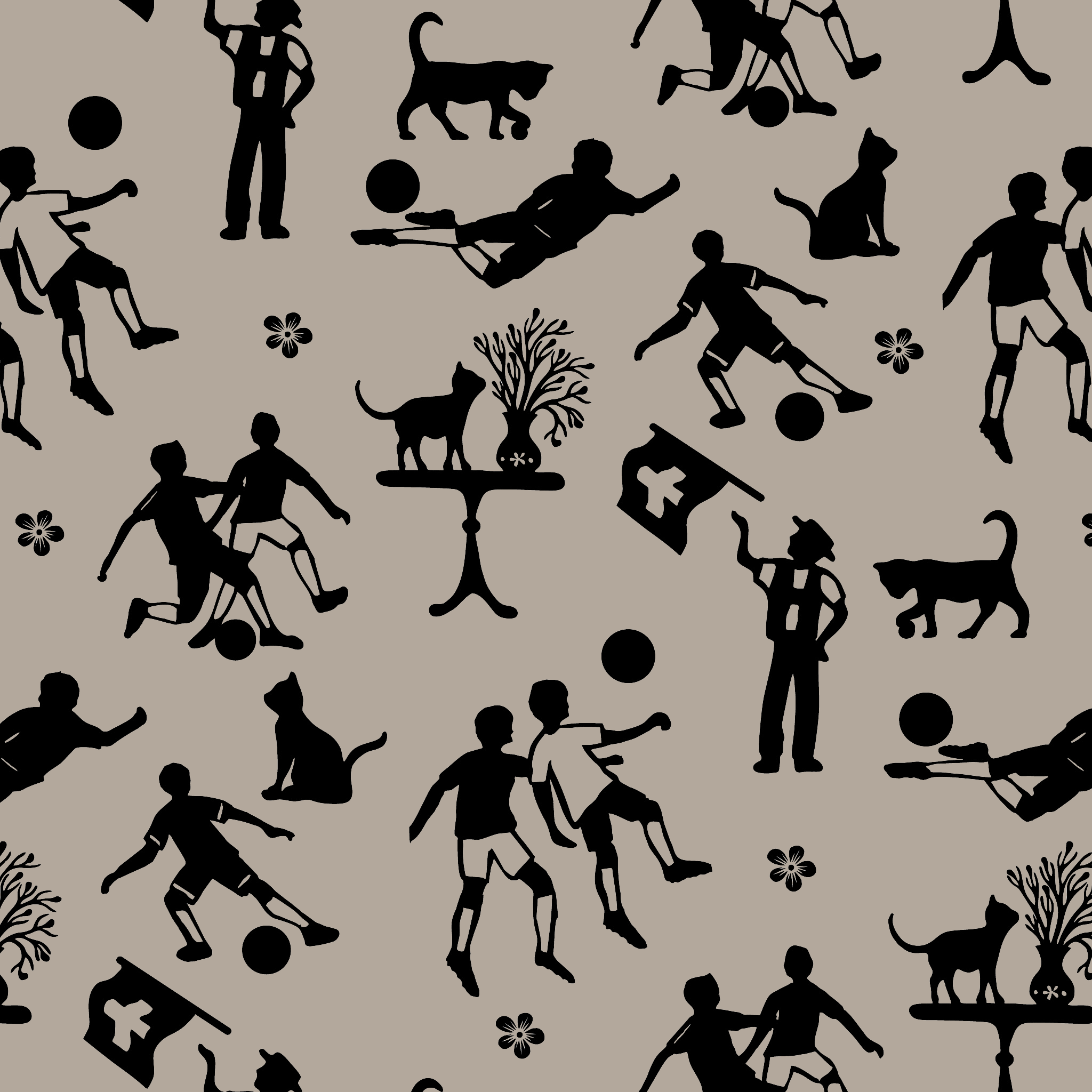 tapete Scherenschnitt Stories mit stilisierten Schweizer Motiven in braun