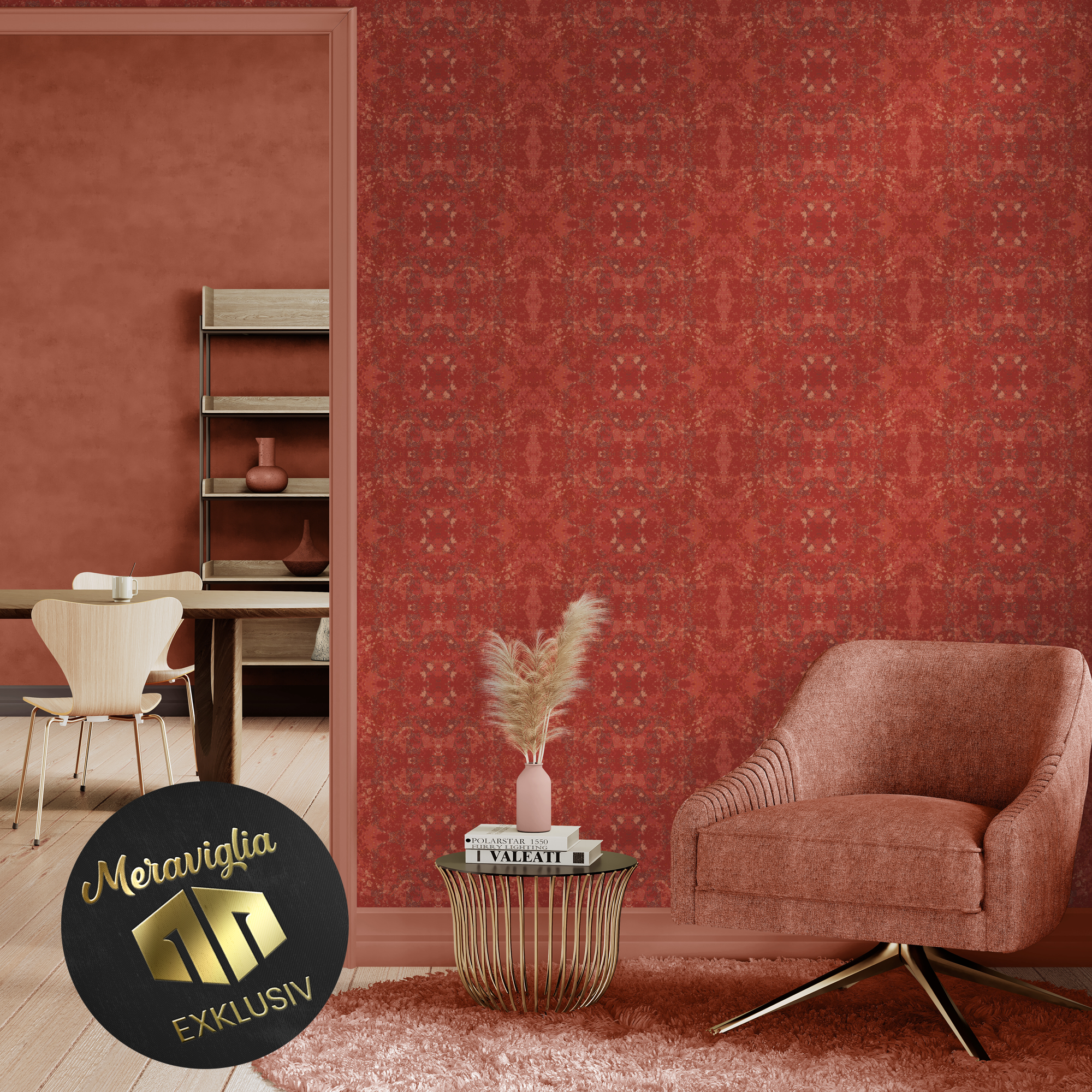 Red Stone N°.03 Tapete rote Stein Textur exklusiv