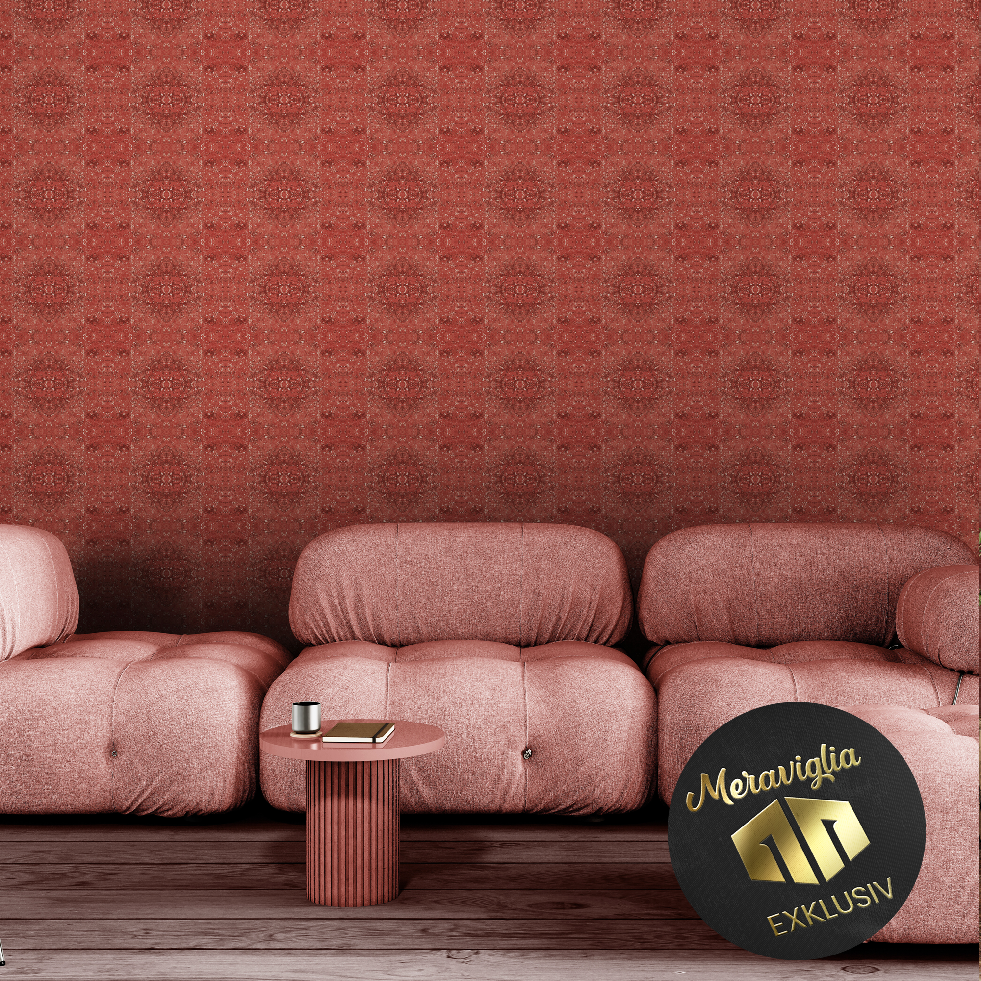 Red Stone N°.05 Tapete rote Stein Textur exklusiv modern Wohnzimmer