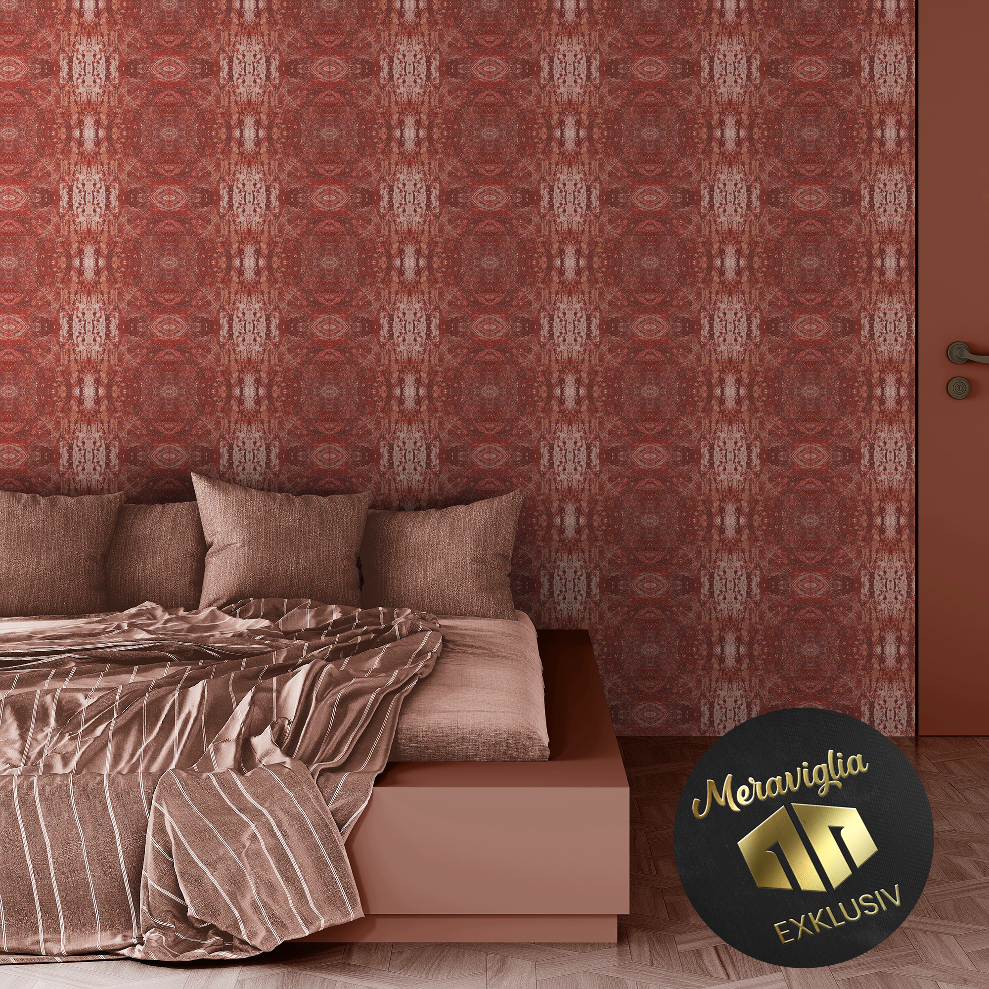 Red Stone N°.01 Tapete rote Stein Textur exklusiv Schlafzimmer