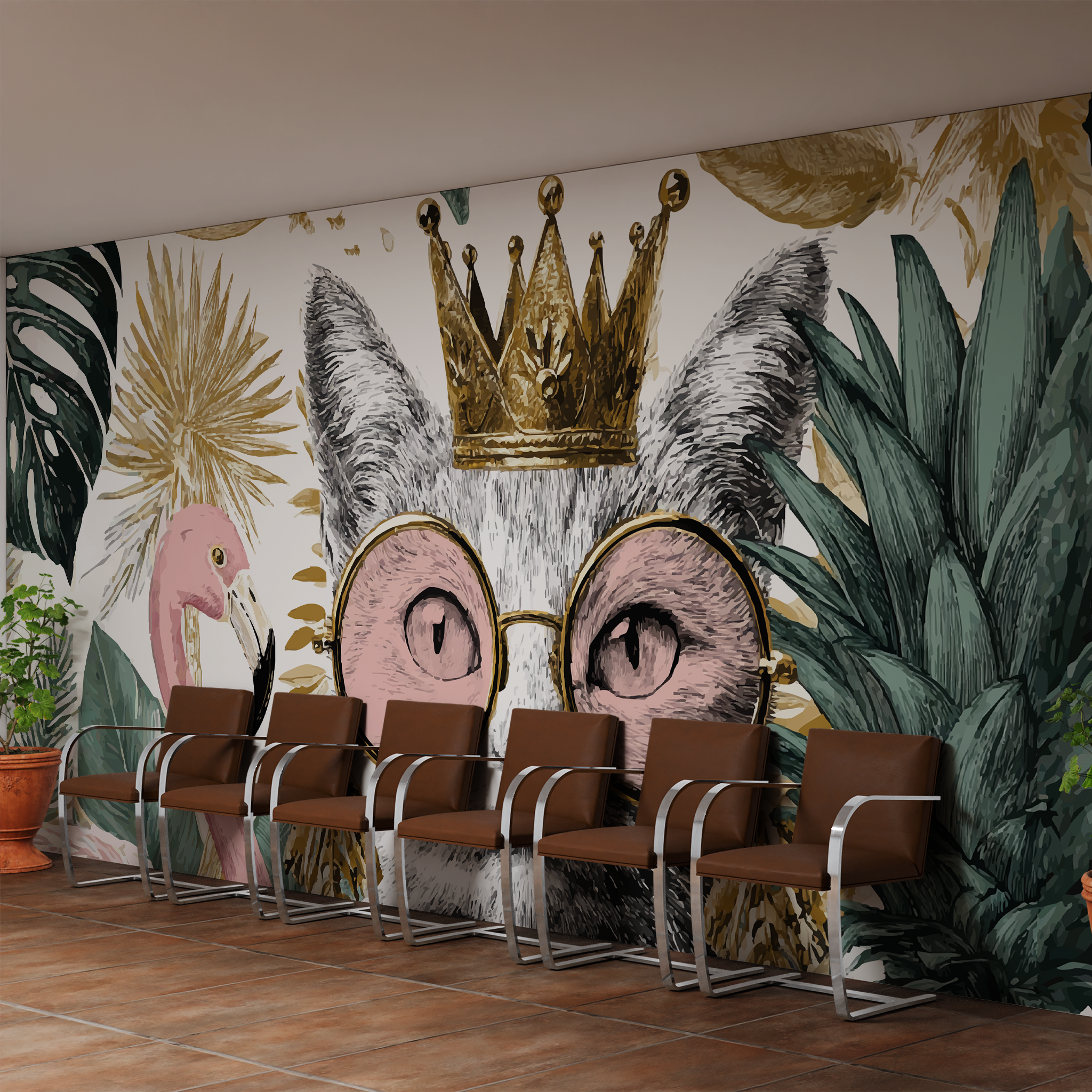 Summer Queen Jungle Mood Tapete Wartezimmer Dschungel Katze exotisch