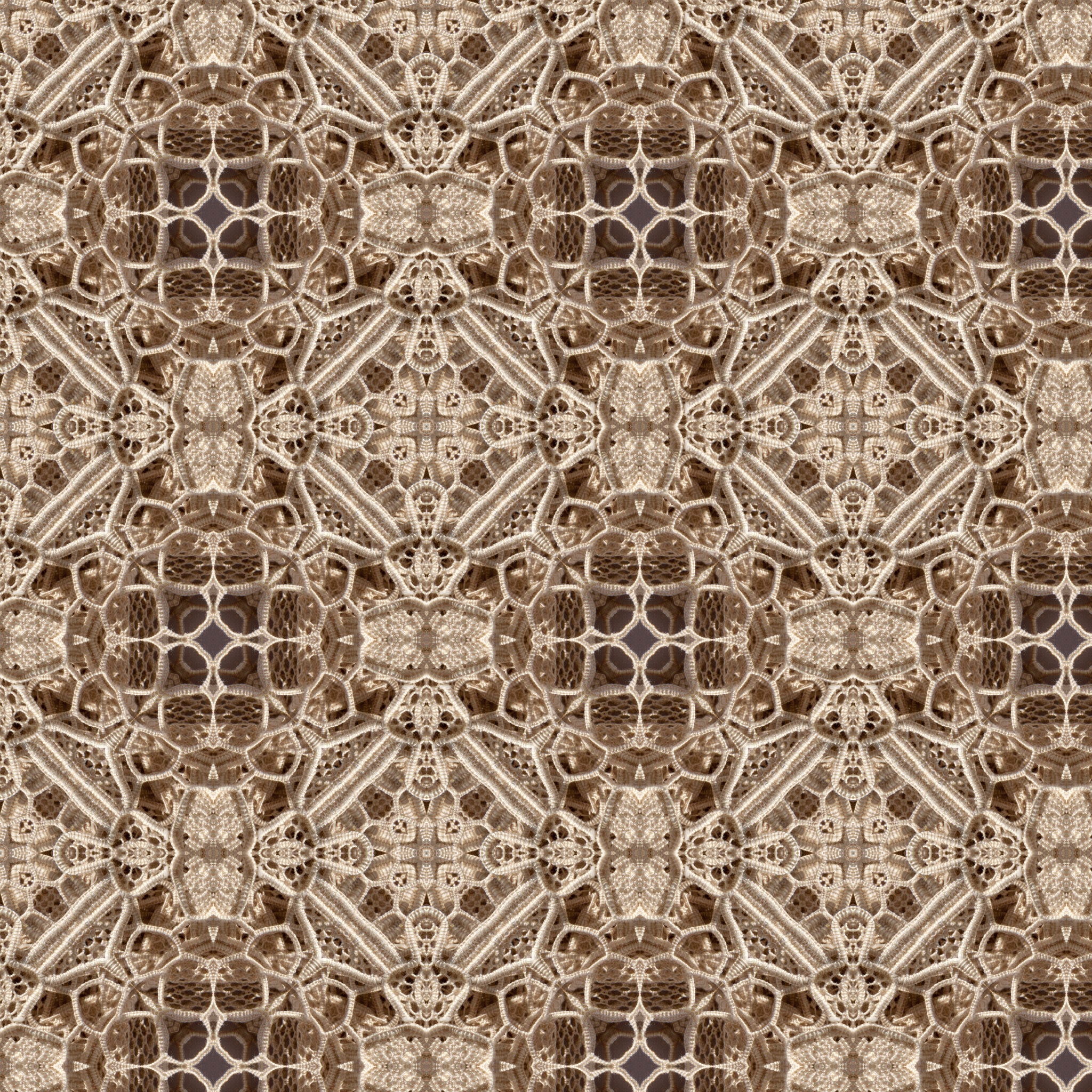 Detailansicht der Tapete Filigrana mit feiner Häkelstruktur