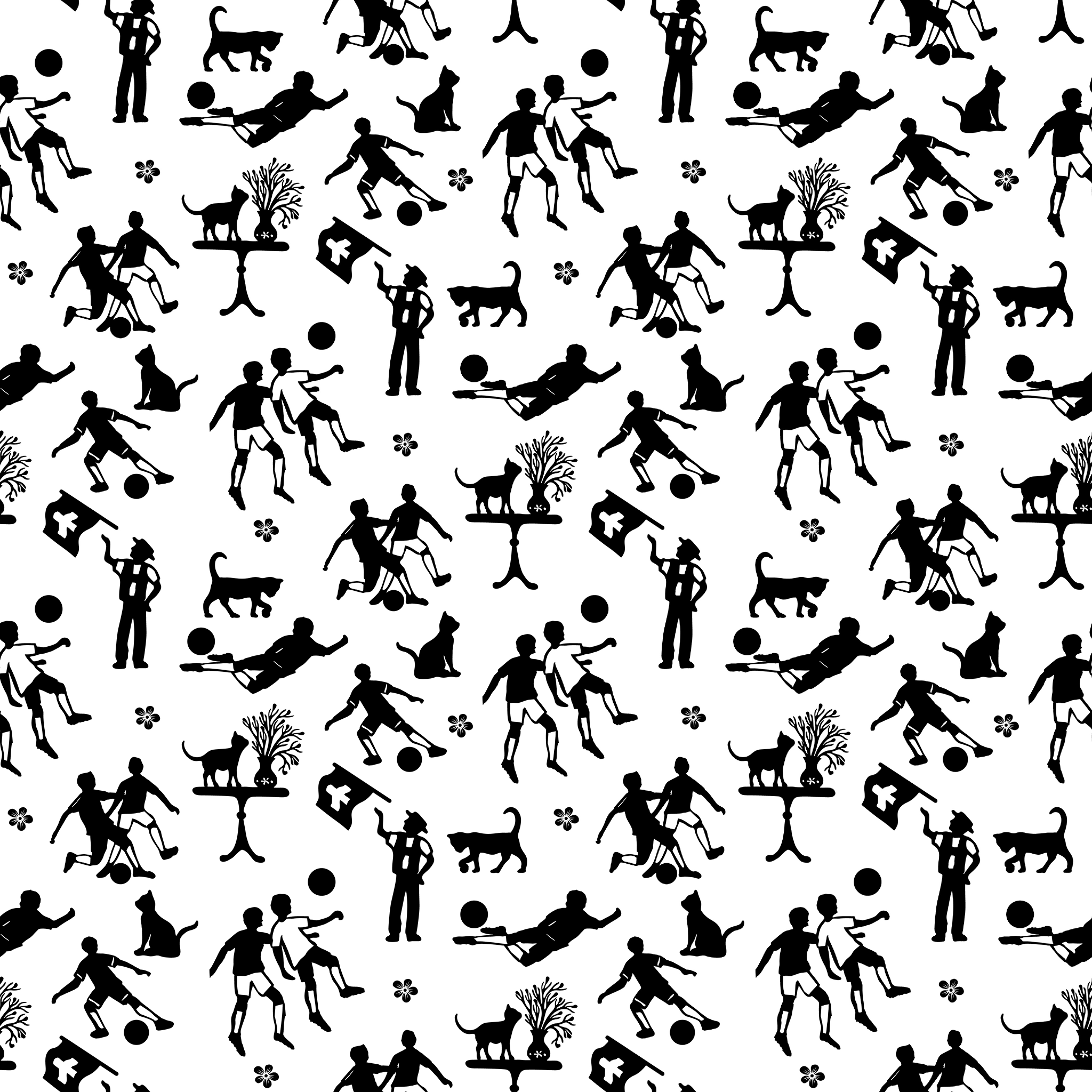 Moderne Schweizer Tapete im Silhouettenstil mit kulturellen Motiven