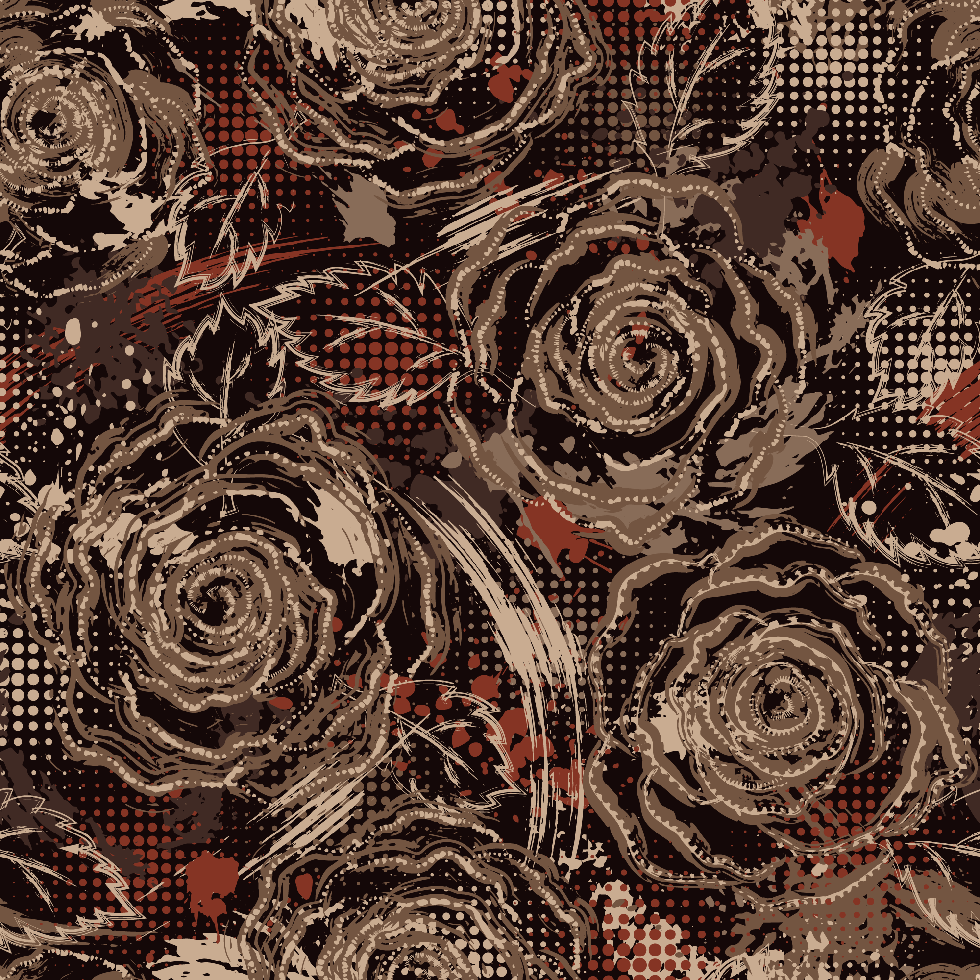 Bloom & Dots Tapete – Florales Retro-Design mit Punkten & Kontrasten