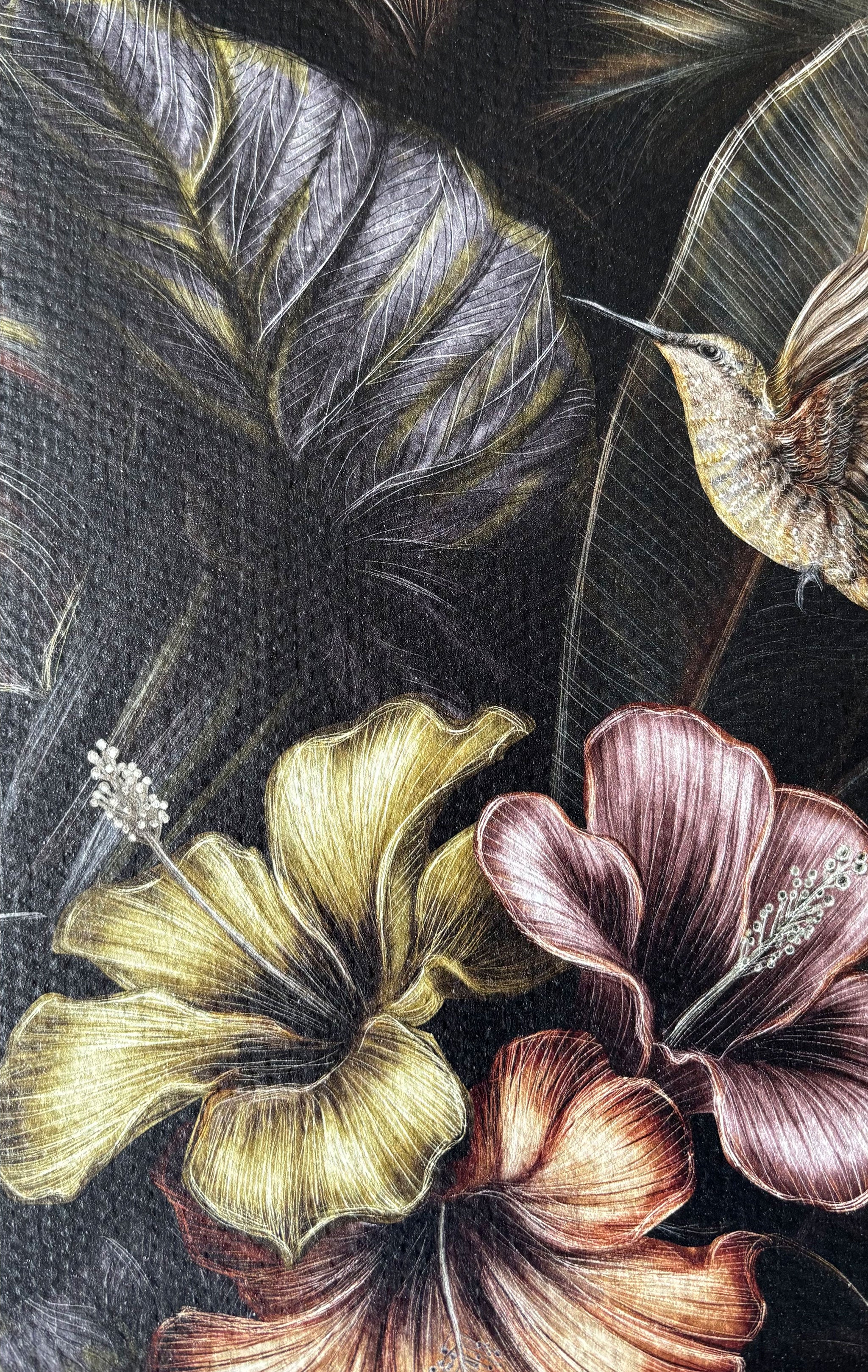Eden Noir – Exklusive Design-Tapete mit floralen Motiven und exotischen Vögeln