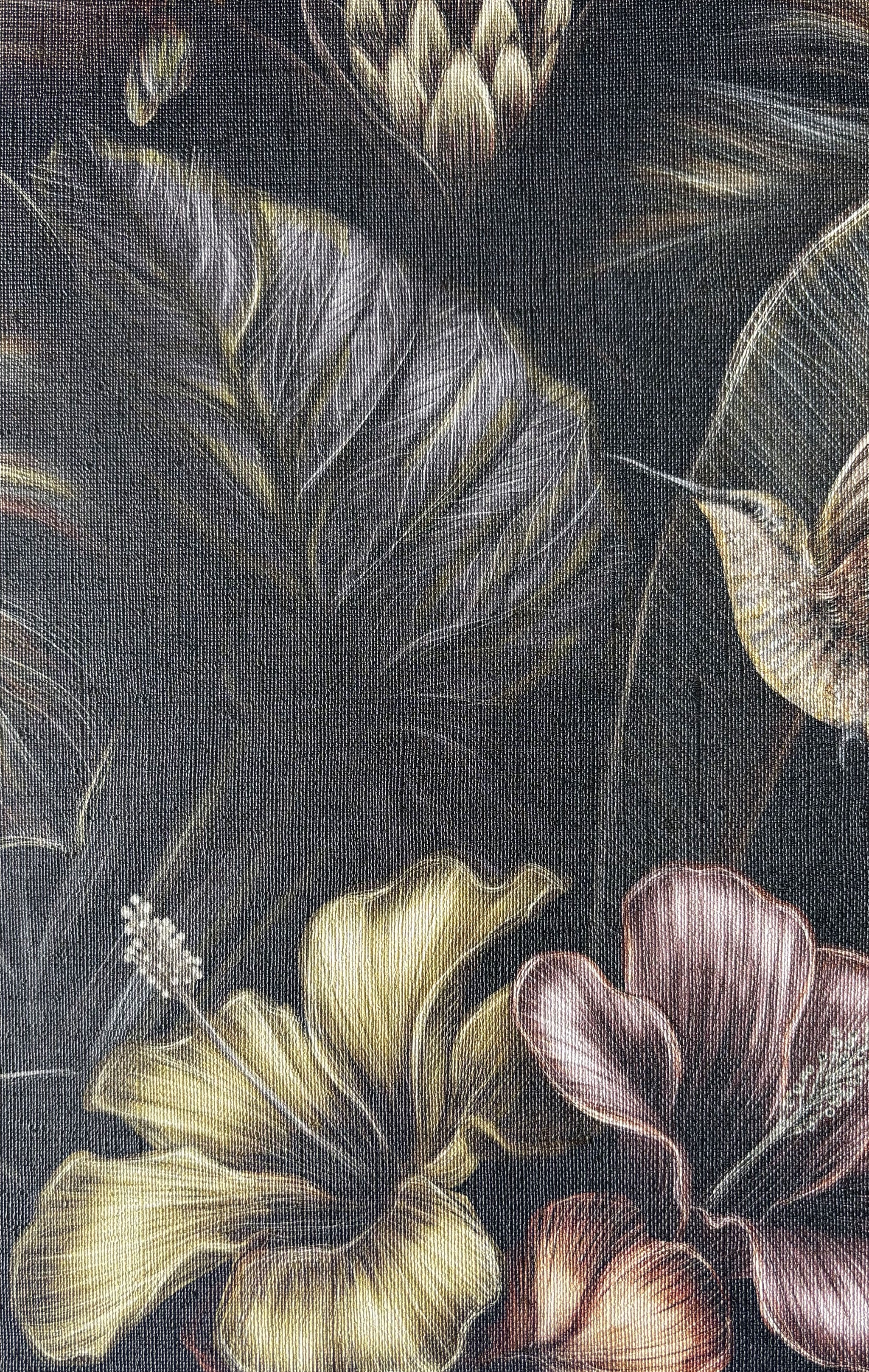 Eden Noir – Exklusive Design-Tapete mit floralen Motiven und exotischen Vögeln