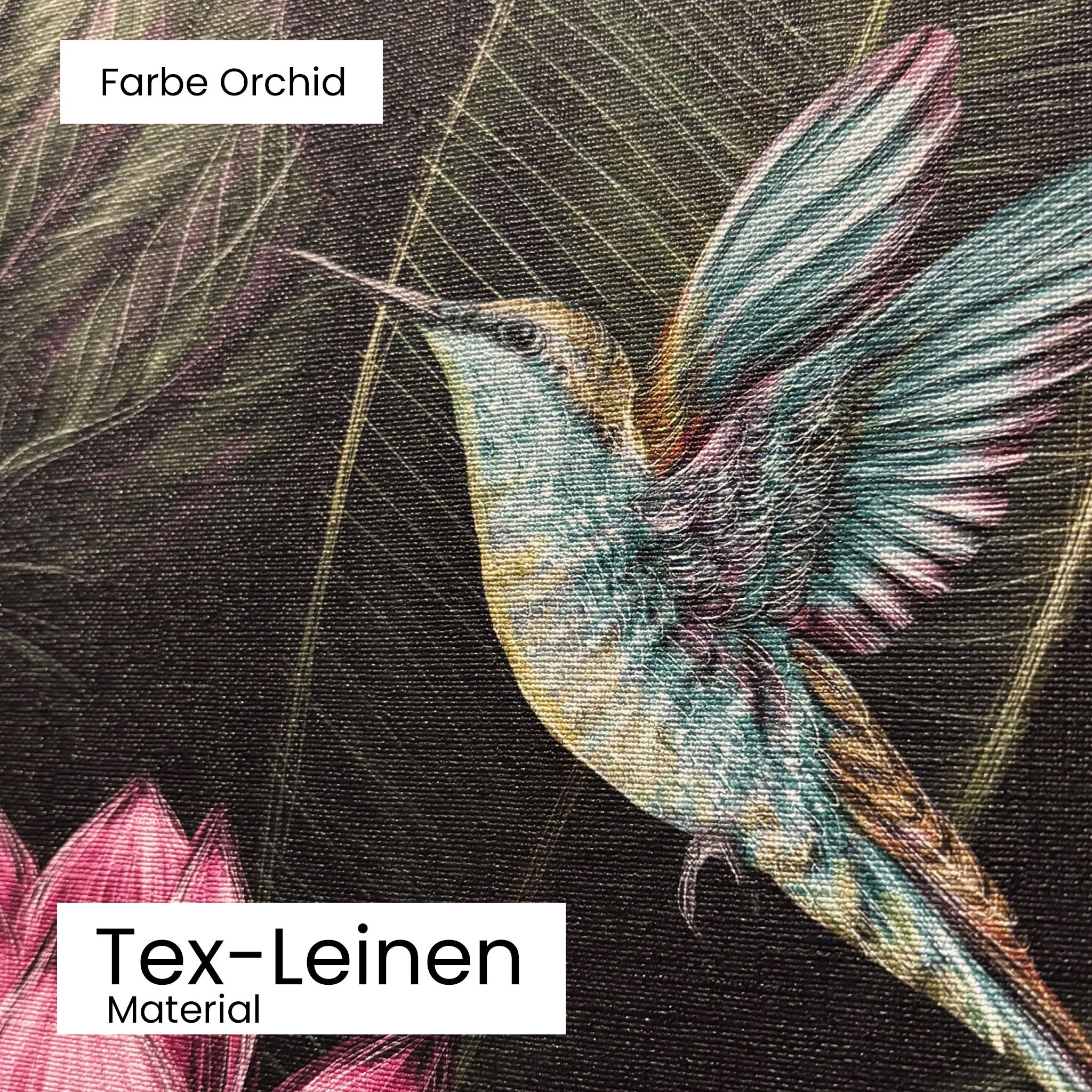 Tapete Exotic Goddess Orchid Detailansicht Material Tex-Leinen