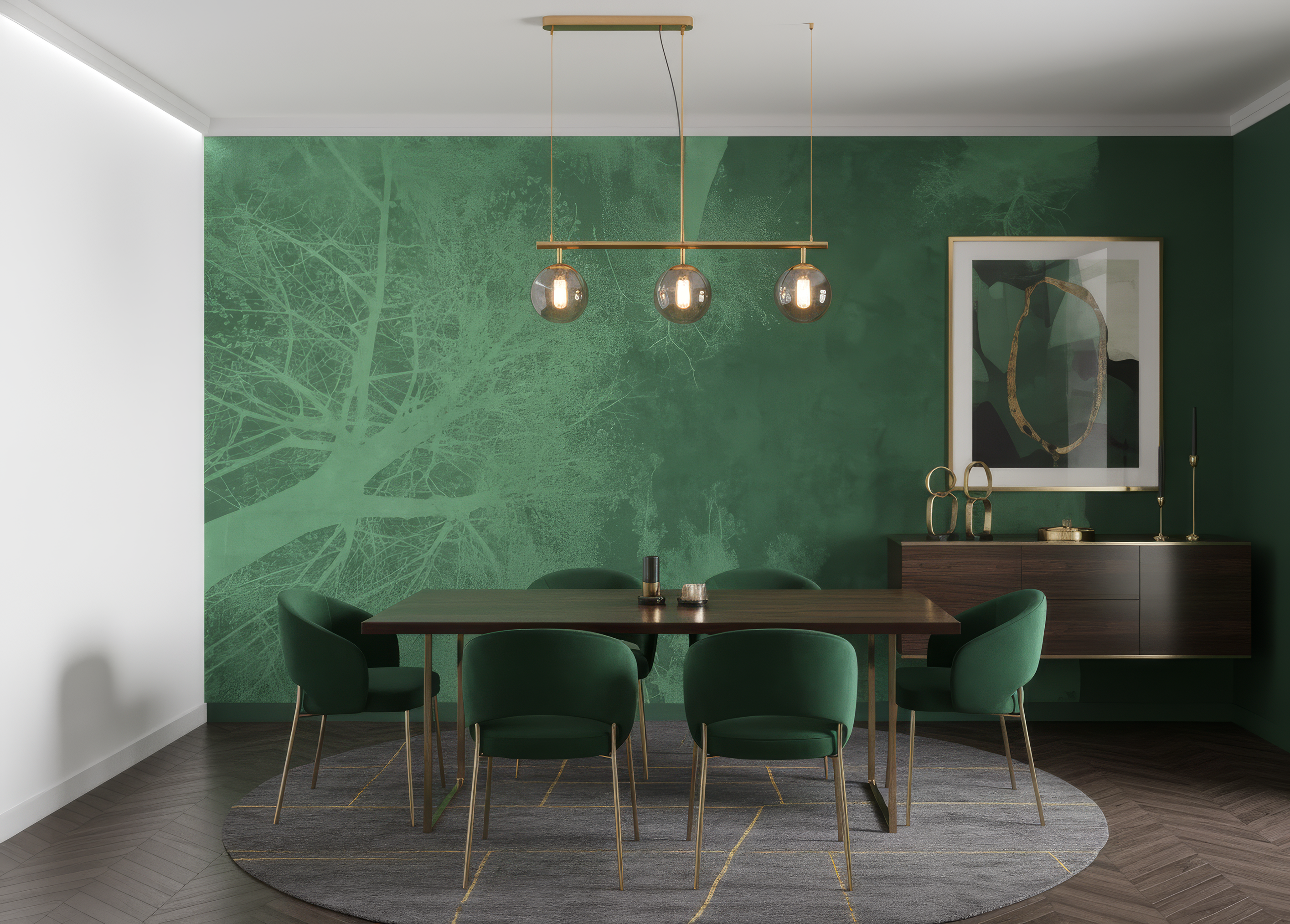 Forest Canopy Grün Tapete Esszimmer grüne Wald Baumkronen