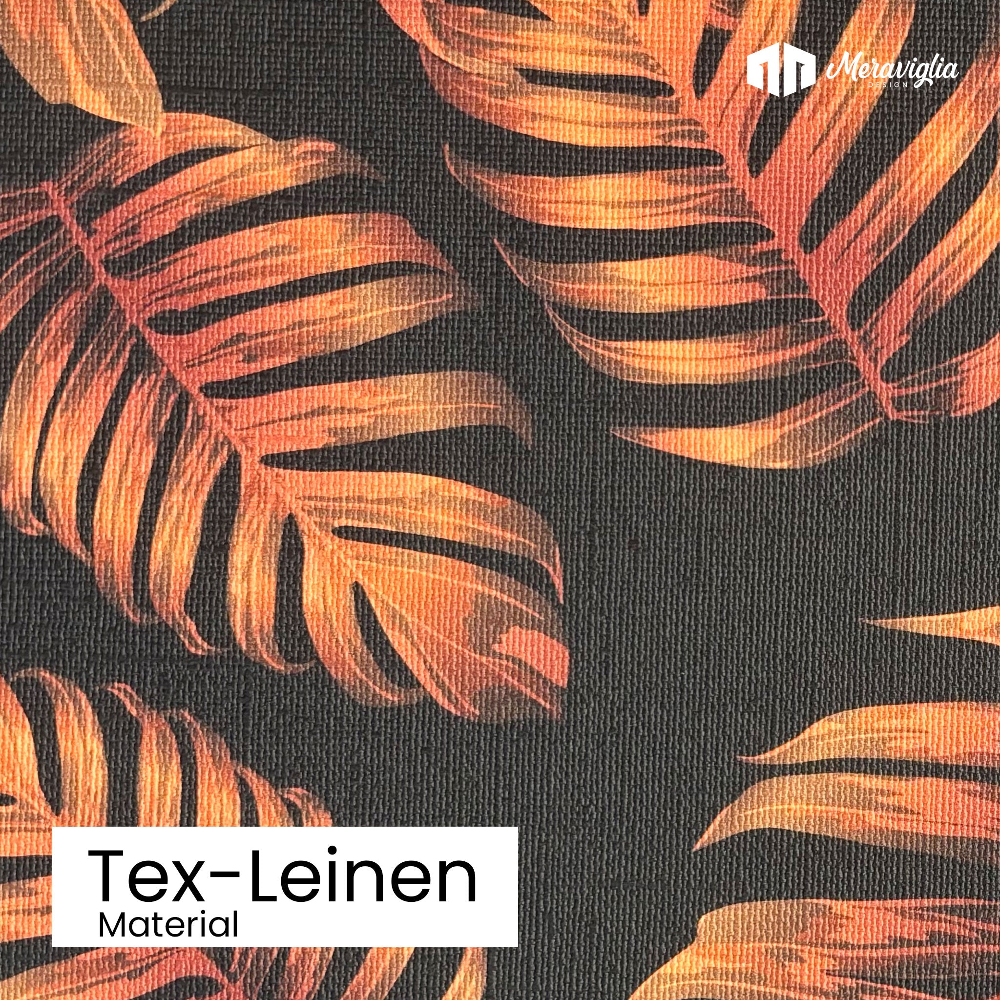 Tapete Tropical Noir Detailansicht Material Tex-Leinen