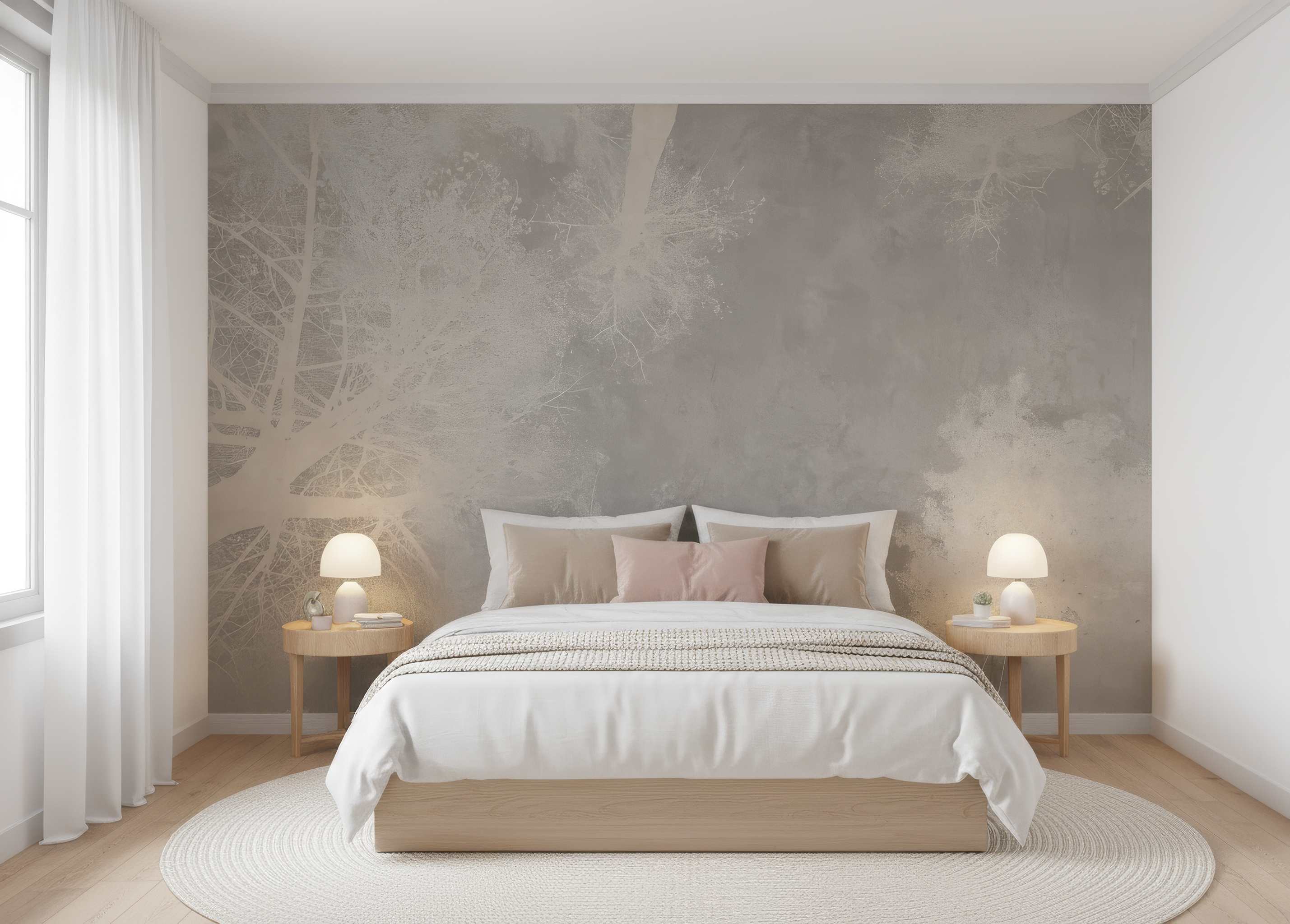 Forest Canopy Beige Tapete Schlafzimmer Wald Baumkronen Decke