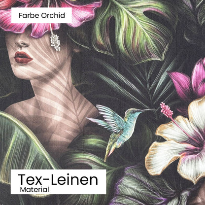 Tapete Exotic Goddess Orchid Detailansicht Material Tex-Leinen