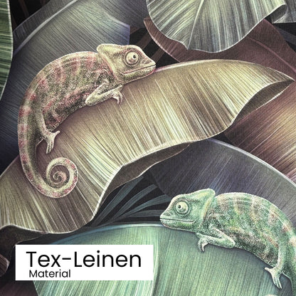 Tapete Chamäleon verde Detailansicht Material Tex-Leinen