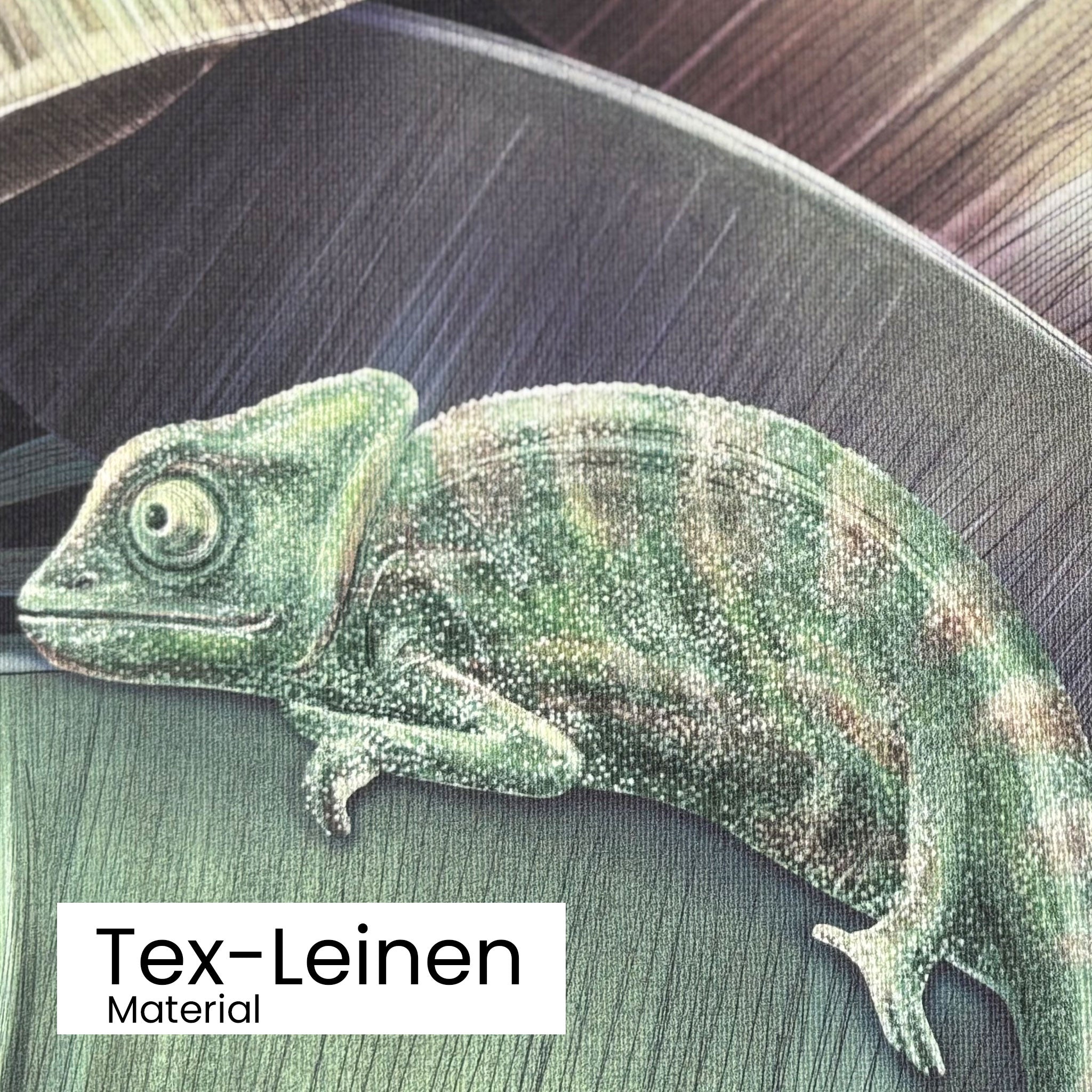 Tapete Chamäleon verde Detailansicht Material Tex-Leinen