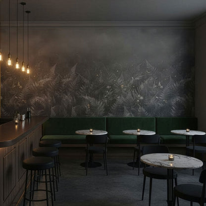 Tapete dunkler Wald mit mystischen Motiven in einer Bar