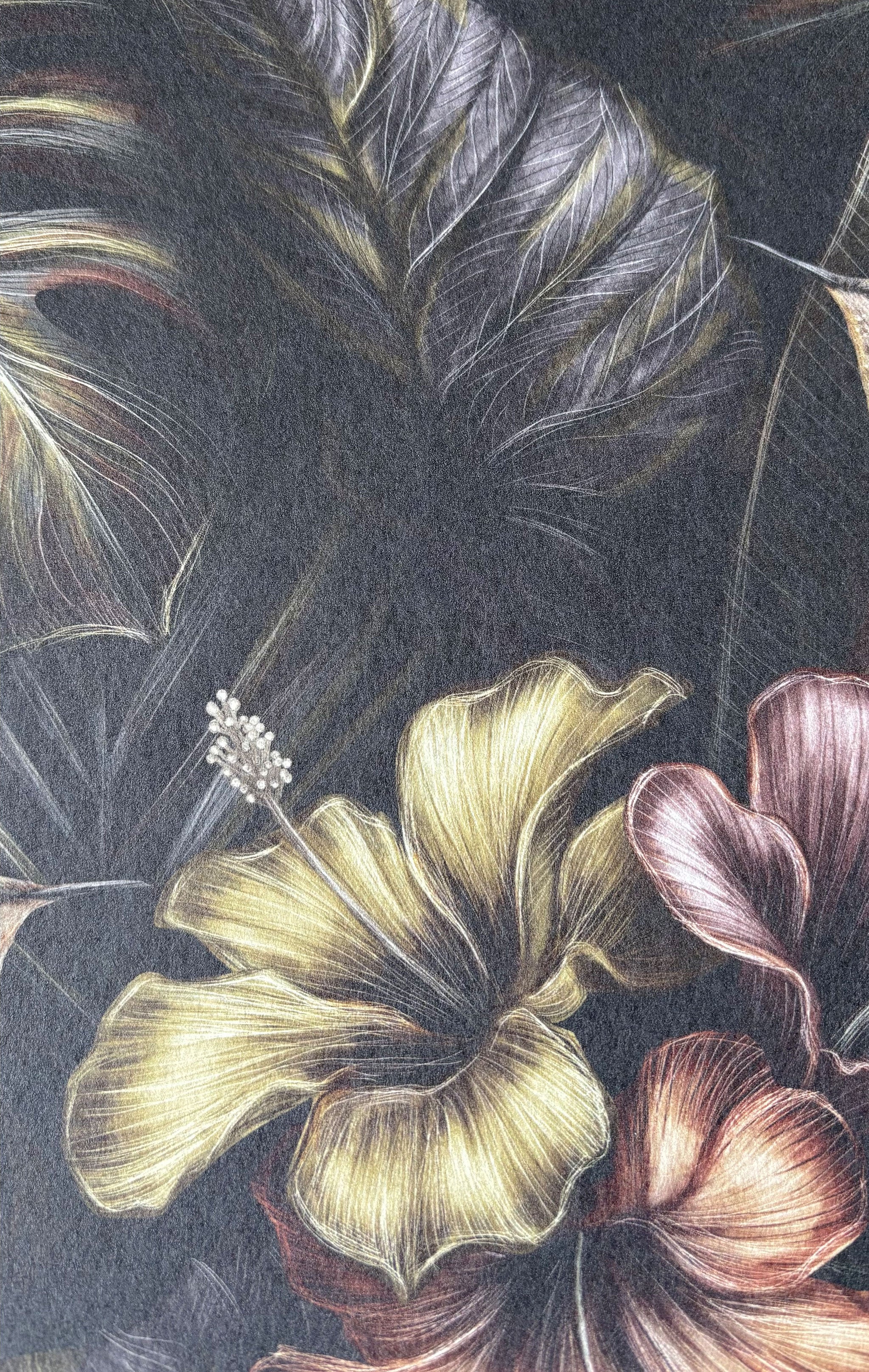 Eden Noir – Exklusive Design-Tapete mit floralen Motiven und exotischen Vögeln