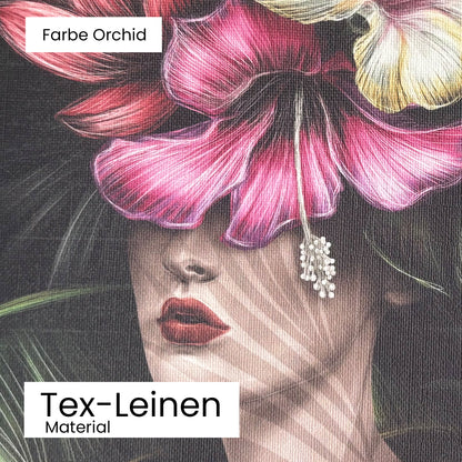 Tapete Exotic Goddess Orchid Detailansicht Material Tex-Leinen