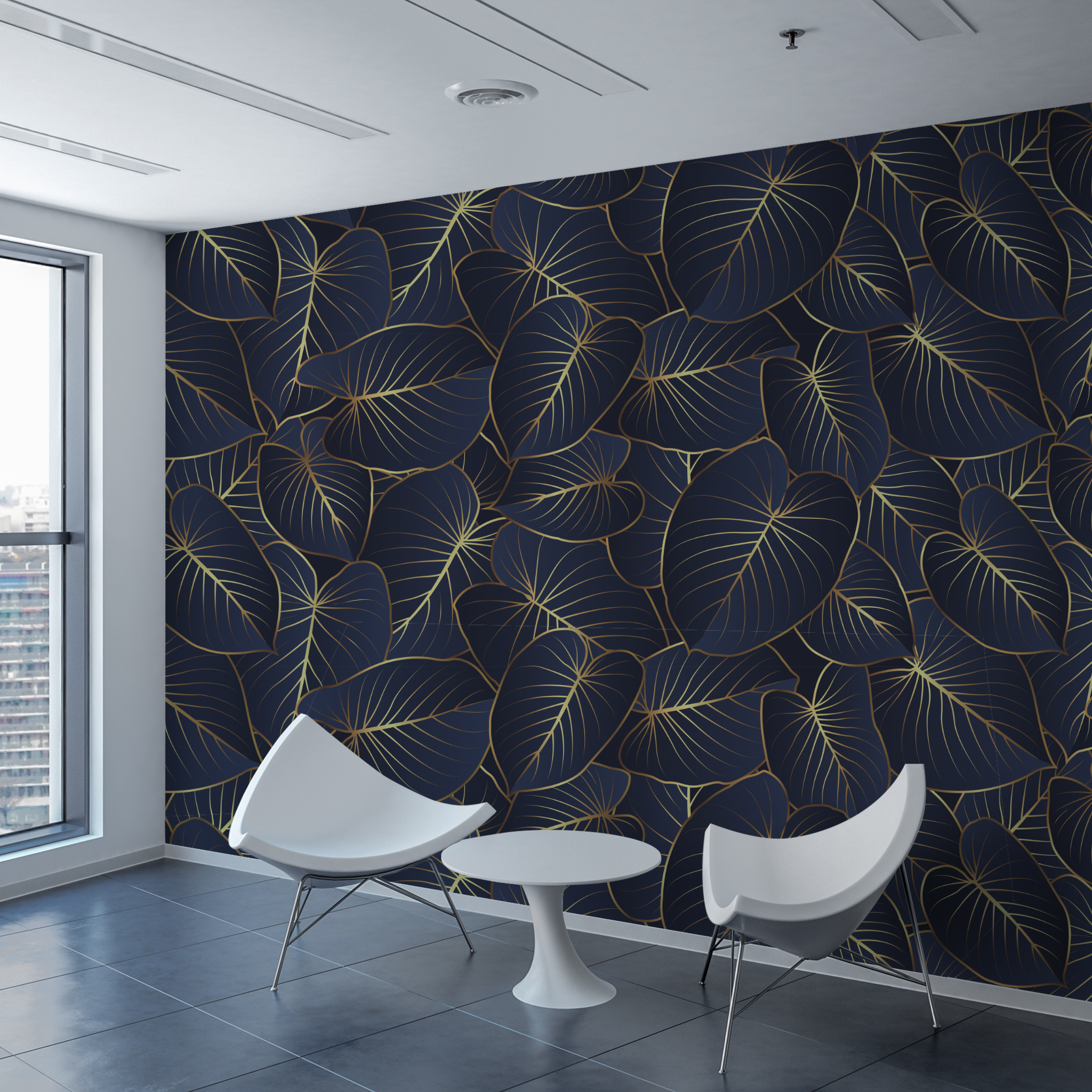 Tapete Midnight Botanica in Warteraum