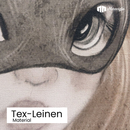 Detailansicht Tapete mit Mädchen in Tex-Leinen