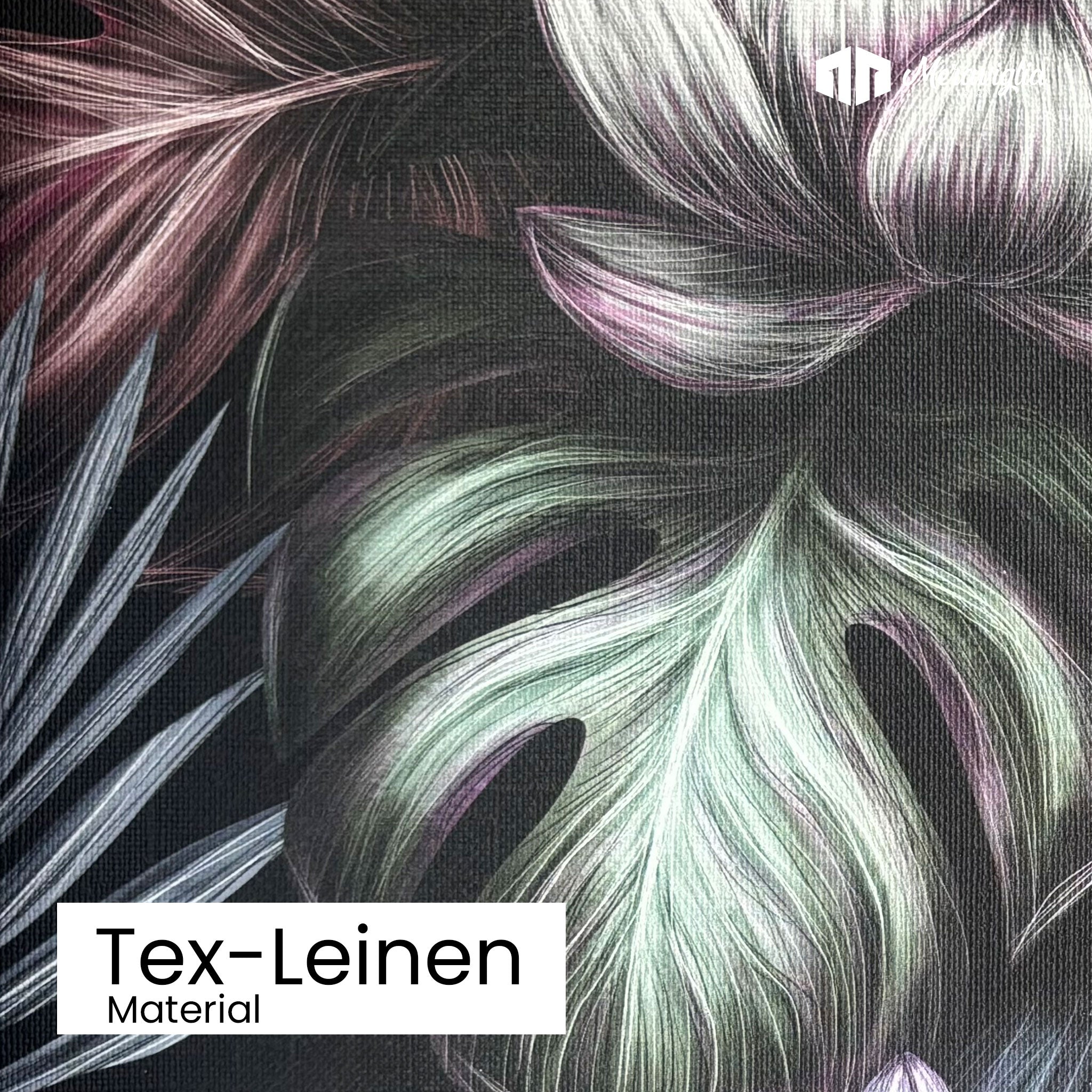 Tapete Nocturna Botanica Detailansicht Material Tex-Leinen