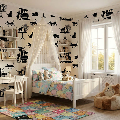 Mädchenzimmer mit Katzentapete