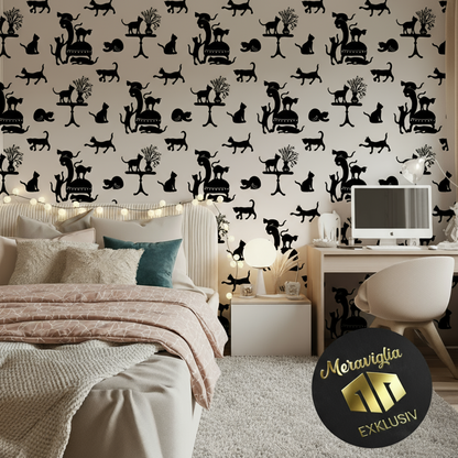 Samtpfoten – Scherenschnitt-Tapete mit Katzenmotiven aus der Schweiz