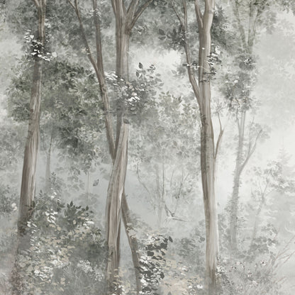 Detailansicht der Bäume der Tapete Sylvan Veil
