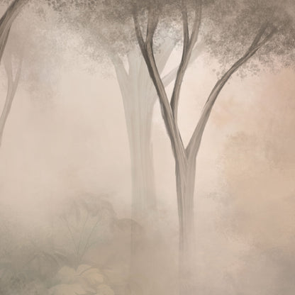 Detailansicht Tapete Sylvara Noctis mit Baum im Nebel