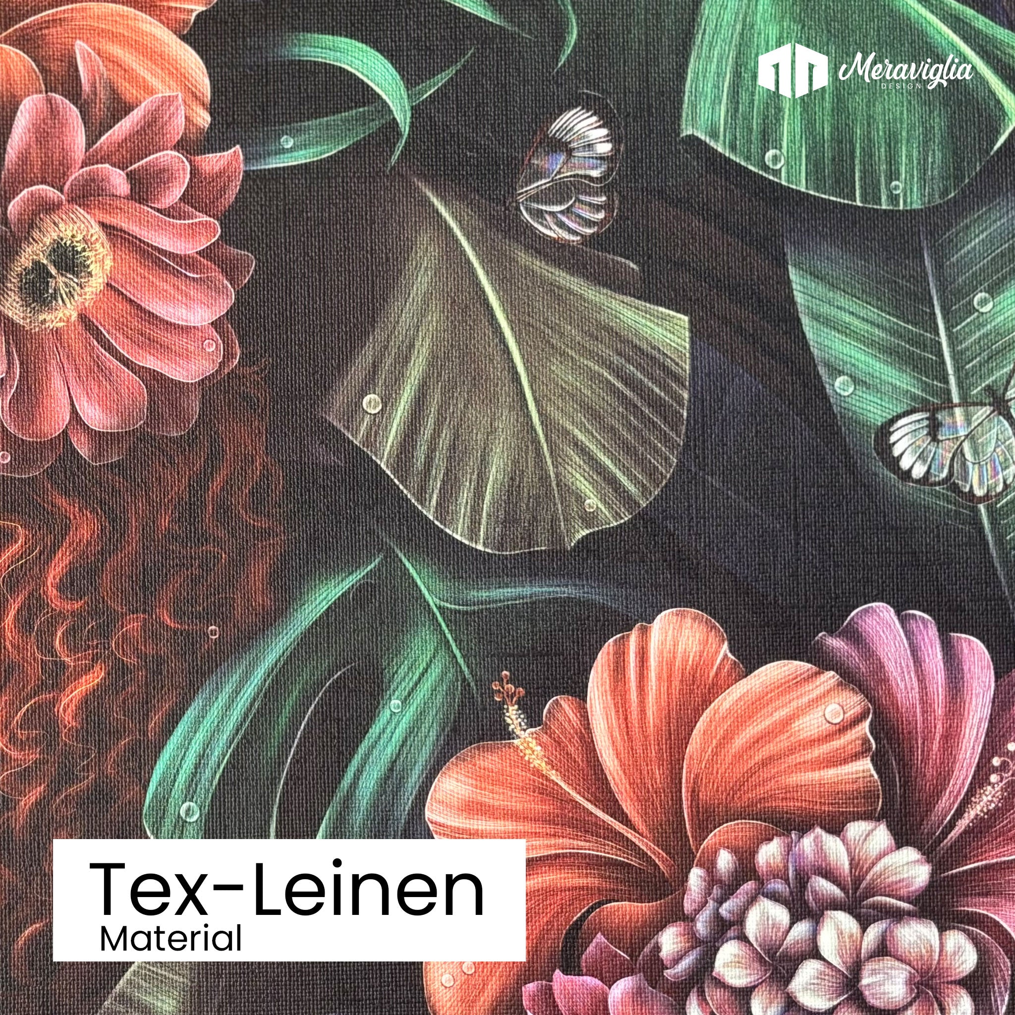 Tapete Tropical Muse Detailansicht Material Tex-Leinen