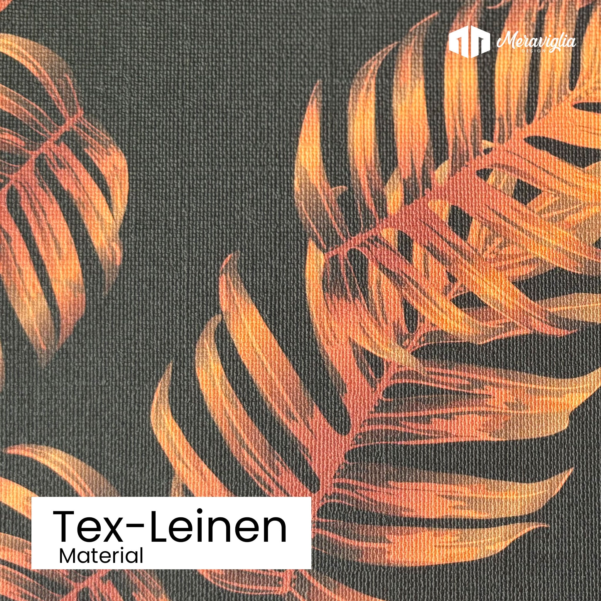 Tapete Tropical Noir Detailansicht Material Tex-Leinen