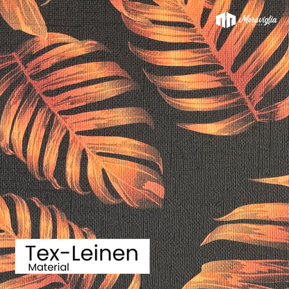Tapete Tropical Noir Detailansicht Material Tex-Leinen