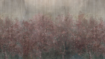 Tapet mit floralem Muster mystisch in grautönen mit Pink ganzes Bild