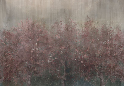 Tapet mit floralem Muster mystisch in grautönen mit Pink