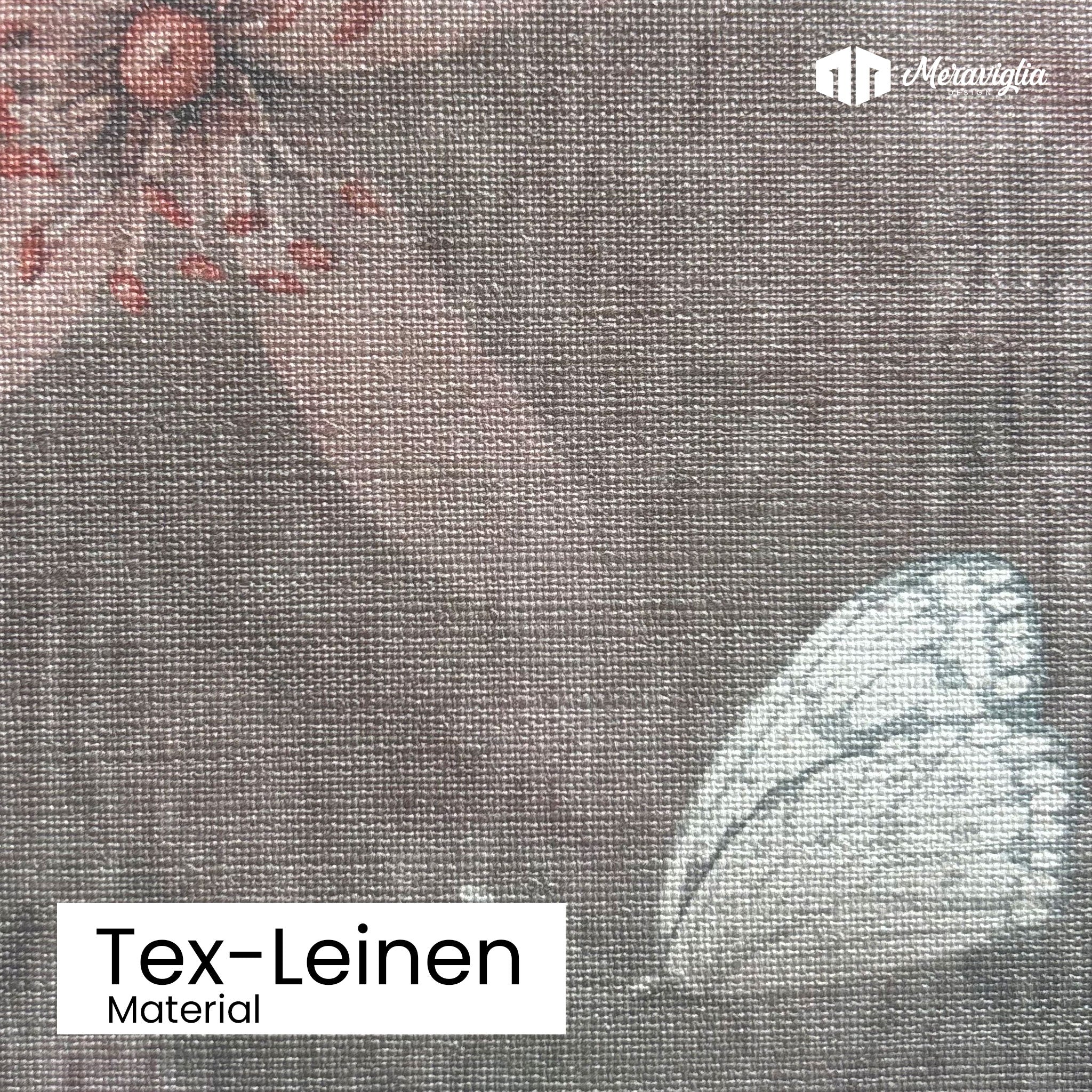 Tapete mit rosa Blüten und weissem Schmetterling in Tex-Leinen Material