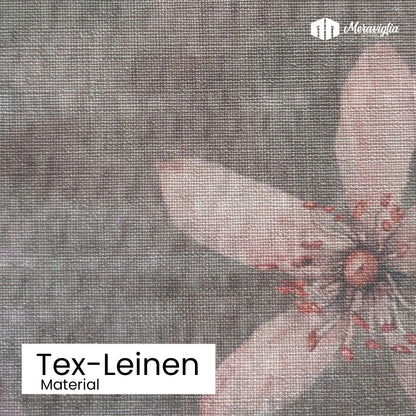 Tapete mit rosa Blüten in Material Tex-Leinen