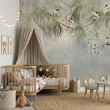 Kinderzimmer mit Affentapete