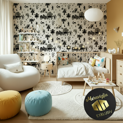 Zwergenzauber – Verspielte Scherenschnitt-Tapete aus der Schweiz